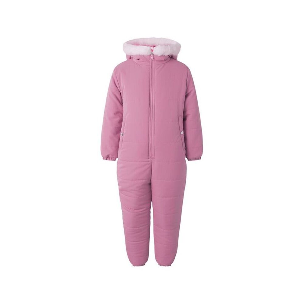 Rachel Riley Girls Pink Faux Fur Trim Snowsuit